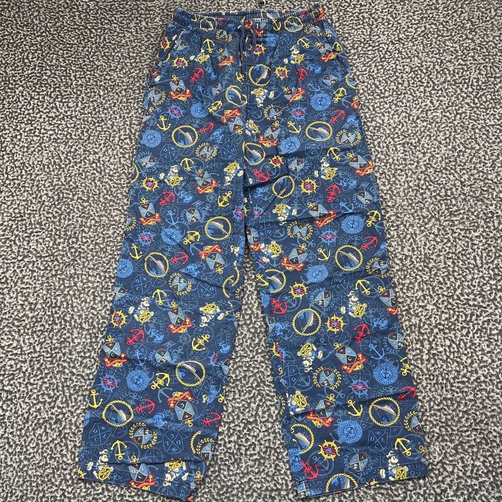 Disney Cruise Line Mickey Mouse Pajama Pants Men Small Blue Nautical Cotton